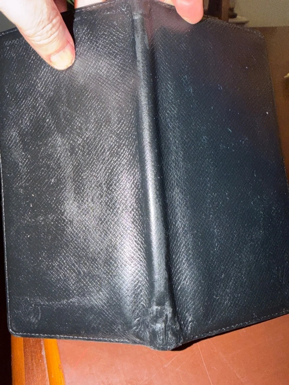 Authentic Louis Vuitton Black Leather Checkbook Cover